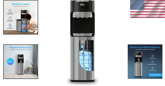 Bottom Loading Water Cooler with 3 Temperatures - Child Safety Lock & LED Alert