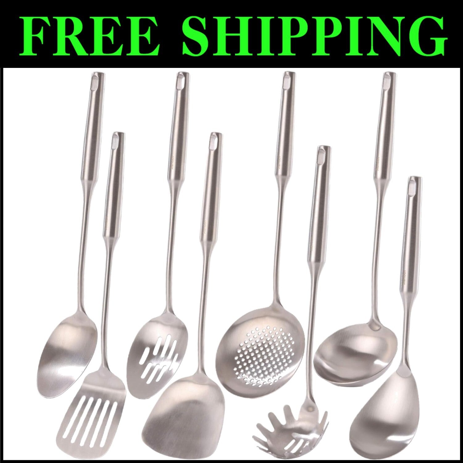 Versatile 15-Inch 8-Piece Cooking Utensils Set - Ergonomic Stainless Steel Tools