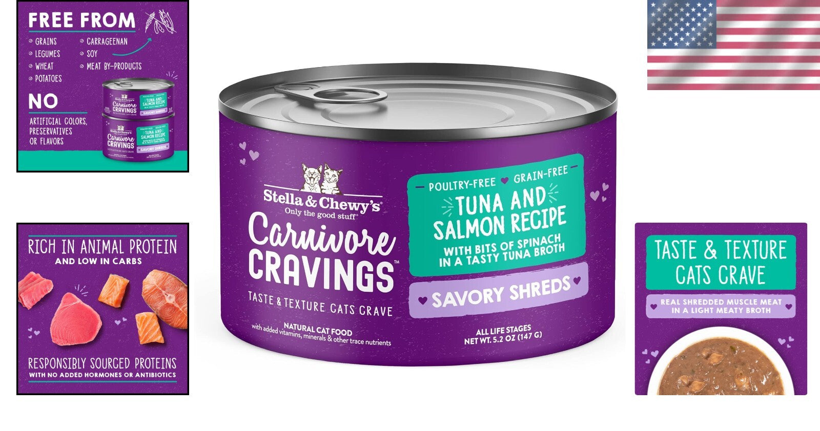 Irresistible 5.2 oz Tuna & Salmon Shreds - High-Moisture Cat Food for Picky Cats