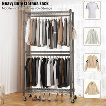 Load image into Gallery viewer, Versatile 3-Tier Metal Clothing Rack on Wheels for Organized Spaces - 80.7" High
