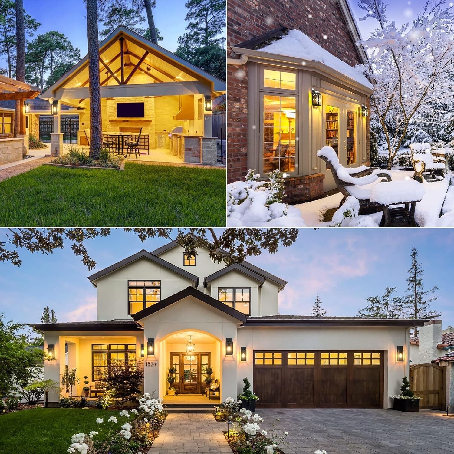 Elegant Outdoor Wall Light Fixtures with Glass Shades - Weather-Resistant 2-Pack