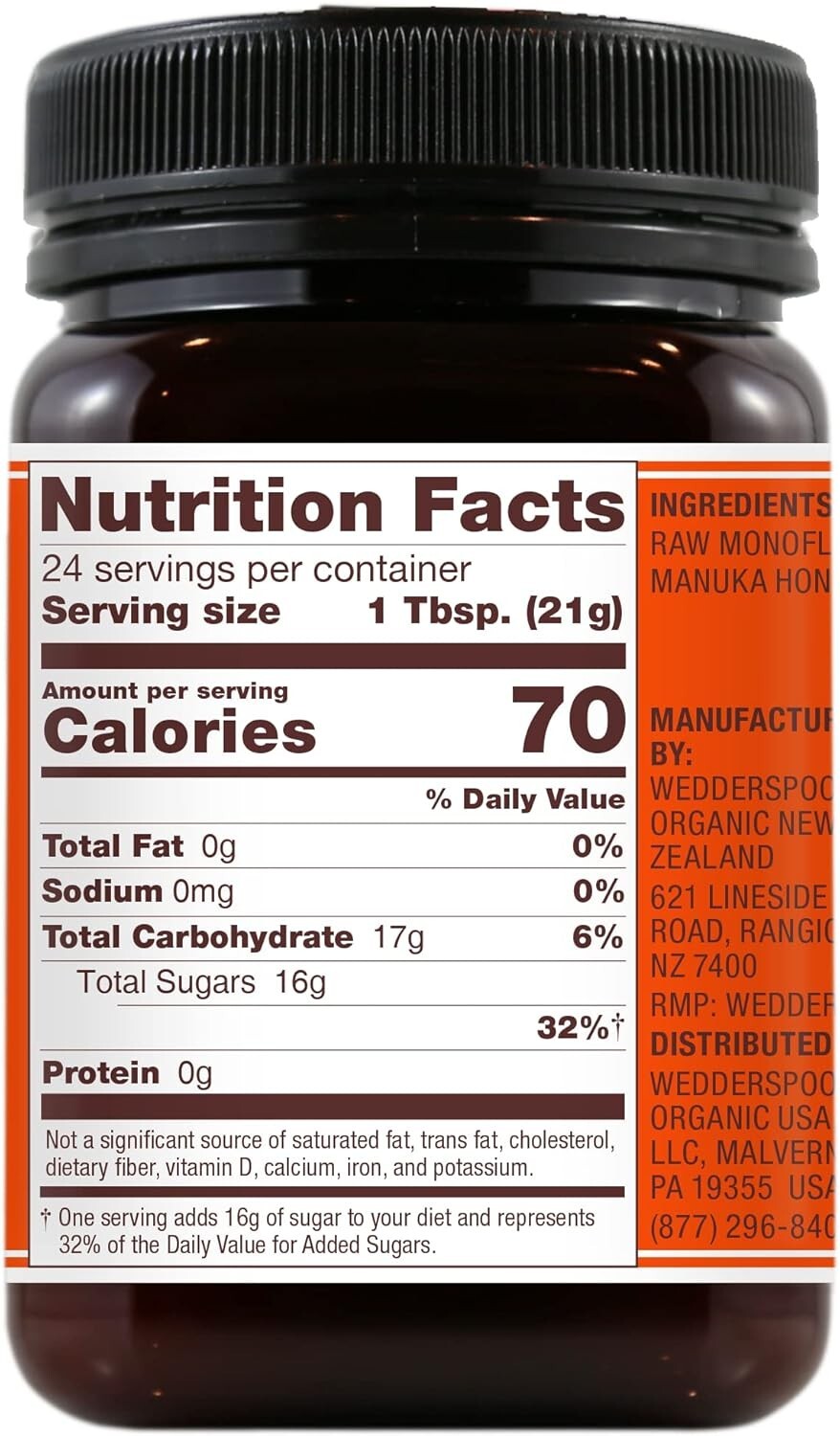 Authentic KFactor 16 New Zealand Manuka Honey - Raw & Non-GMO, 17.6 Oz