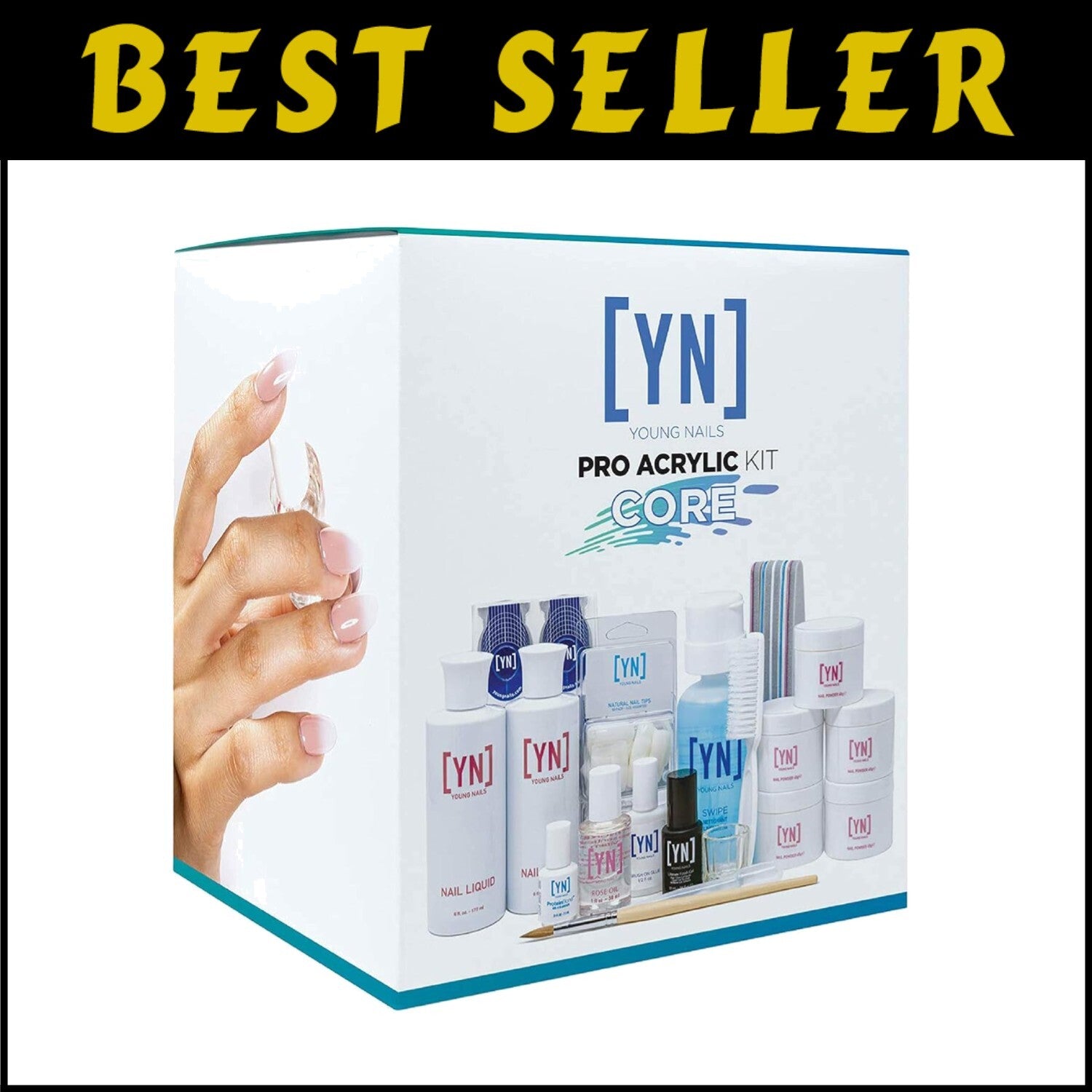 All-in-One Acrylic Nail Kit with Shimmery Finish - Perfect for Nail Enthusiasts