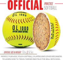 Load image into Gallery viewer, Optic Yellow Fastpitch Softballs - 12 Inch Official Size, 12 Pack with Mesh Bag