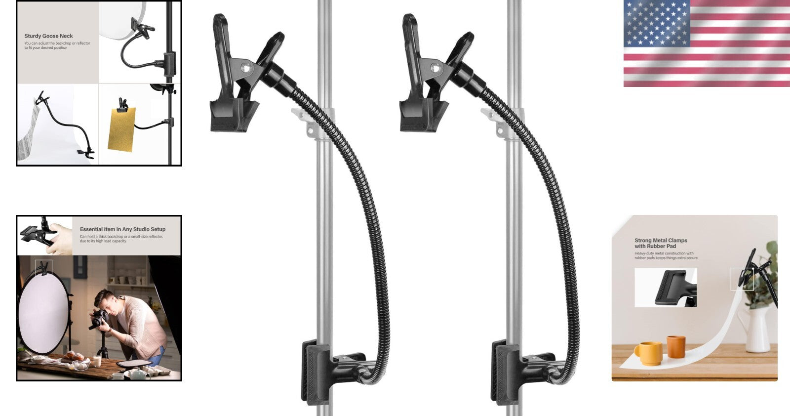 Flexible Gooseneck Light Stands with Heavy-Duty Magic Clamps for Photographers