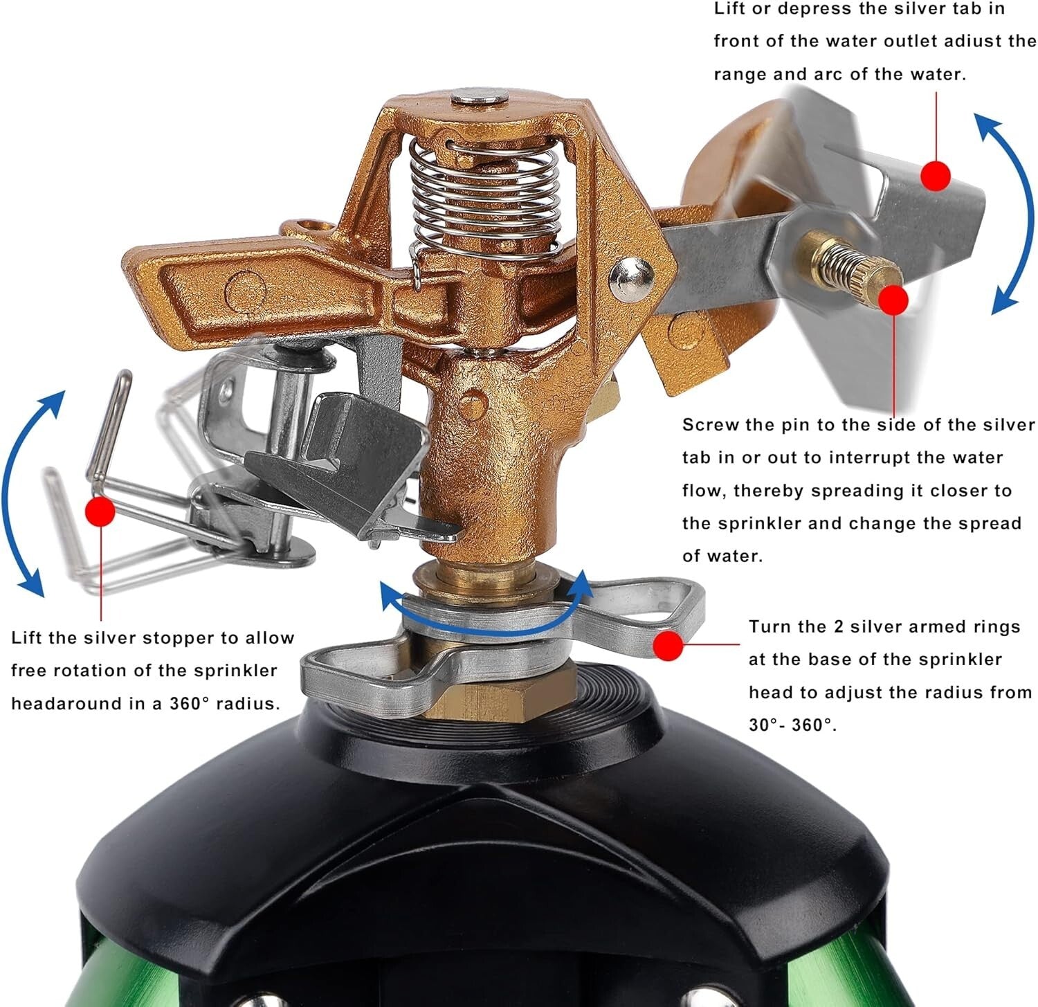 Effortless 360° Lawn Irrigation with Heavy-Duty Brass Tripod Sprinklers - 2 Pack