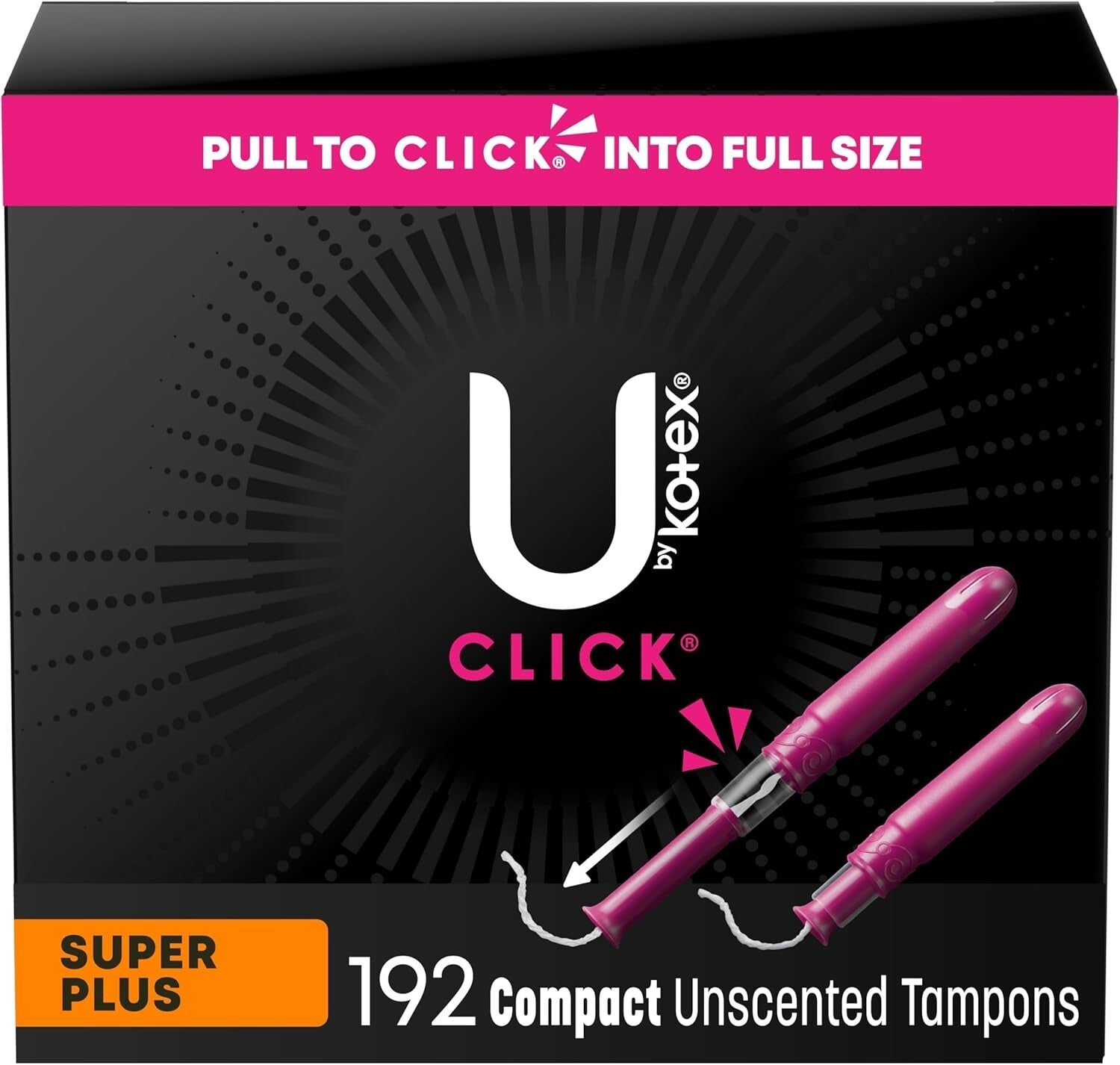 192 Count of Click Compact Tampons | Super Plus for Ultimate Leak Prevention