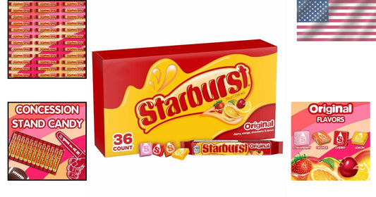 Classic Soft Fruit Chews Candy Bulk Box with Strawberry & Cherry - 36 Packs