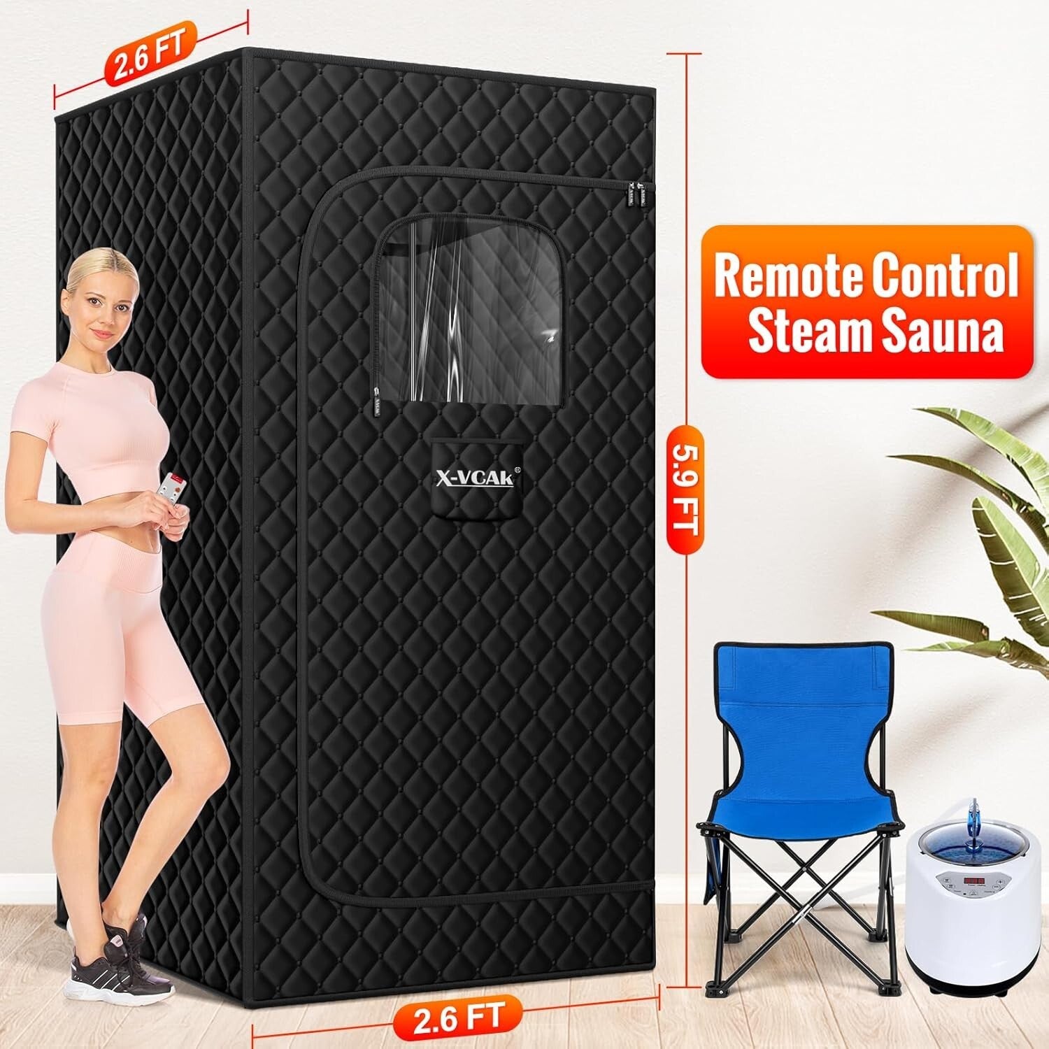 Portable Steam Sauna with Steamer for Ultimate Relaxation - 2.6' x 2.6' x 5.9'