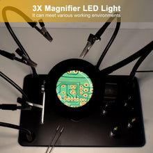 Load image into Gallery viewer, Heavy Duty Magnetic Helping Hands Soldering Station with 3X LED Magnifier