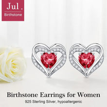 Load image into Gallery viewer, Unique 925 Sterling Silver Heart Birthstone Earrings - Perfect for Any Occasion
