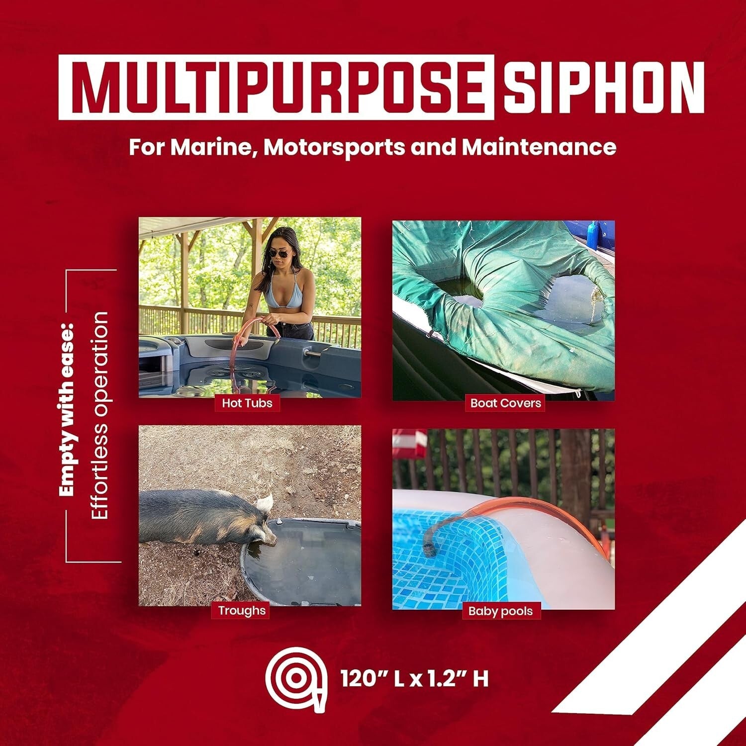 Effortless 10 GPM Liquid Transfer Siphon - Gasoline, Oil, Water | Copper Nozzle