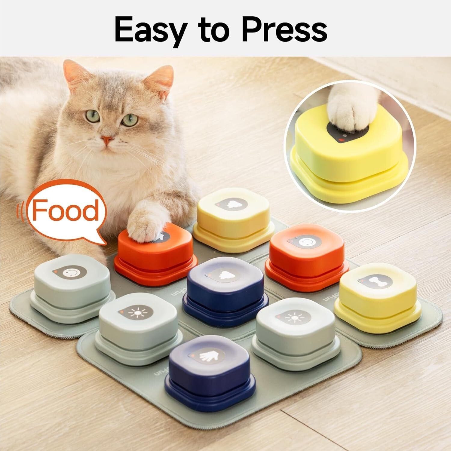 Recordable Dog Communication Buttons with Rubber Mat for Interactive Training