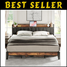 Load image into Gallery viewer, King Size Bed Frame with Storage Headboard &amp; Charging Station - Easy Assembly