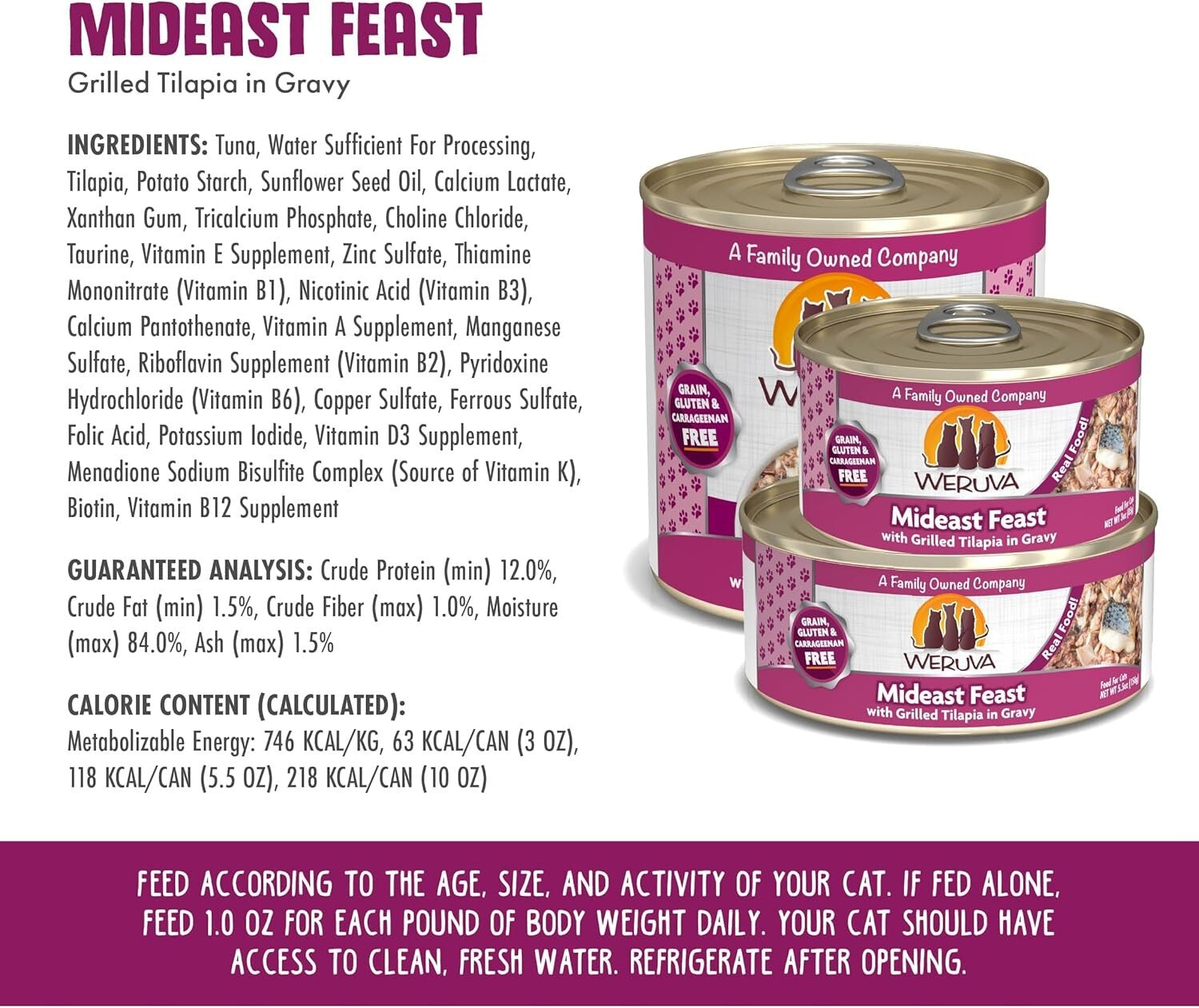 12x10oz Grain-Free Cat Food with Tilapia - Delicious Mideast Feast Selection