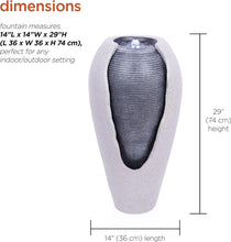 Load image into Gallery viewer, Versatile 29" LED Illuminated Ribbed Jar Fountain for Indoor/Outdoor Relaxation