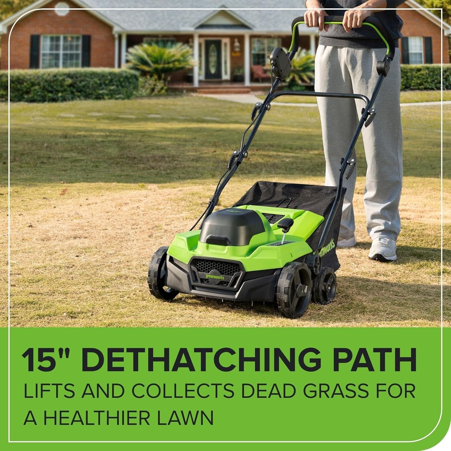Multi-Function Lawn Dethatcher with 14-Inch Cutting Width & 5 Depth Settings