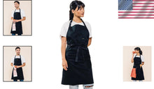 Load image into Gallery viewer, Professional Chef Bib Apron - Adjustable Fit &amp; Machine Washable Black Design