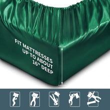 Load image into Gallery viewer, Luxury 6-Piece King Satin Sheet Set - Deep Pocket &amp; Silky Soft Blackish Green