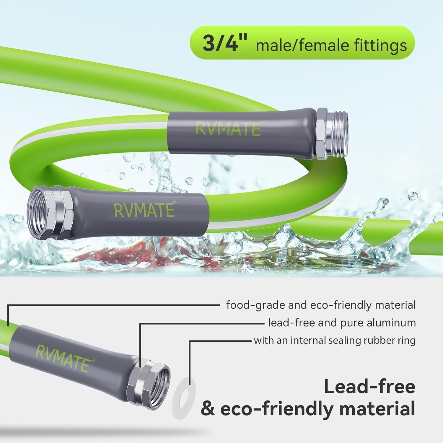 Flexible & Leak-Free 100FT RV Water Hose - Ideal for Camping & Gardening