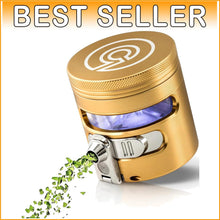 Load image into Gallery viewer, Premium Gold Aluminum Manual Grinder with Vibrational Dispenser - Effortless Use