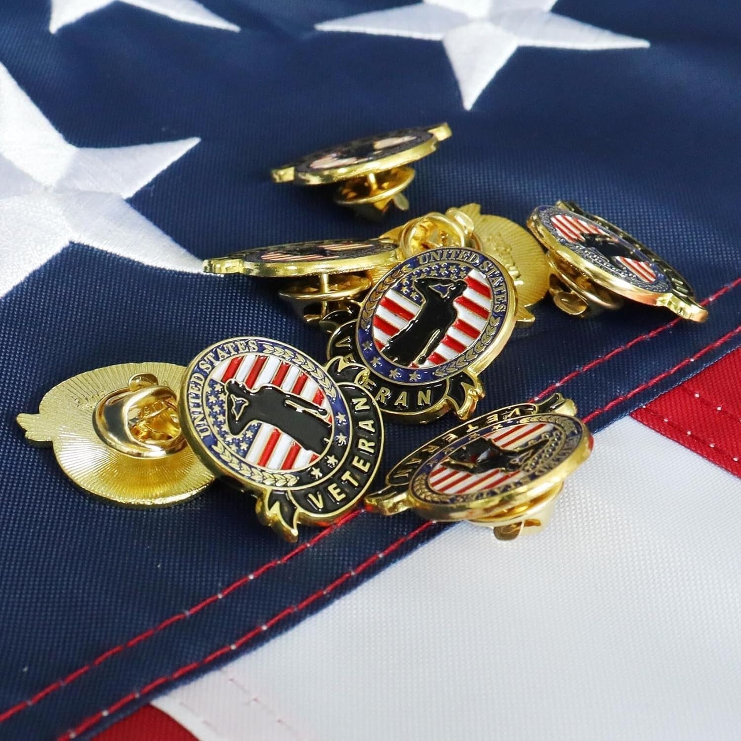 Patriotic American Flag Veteran Pins – 1 Inch Lapel Pin Brooch Set of 10-100