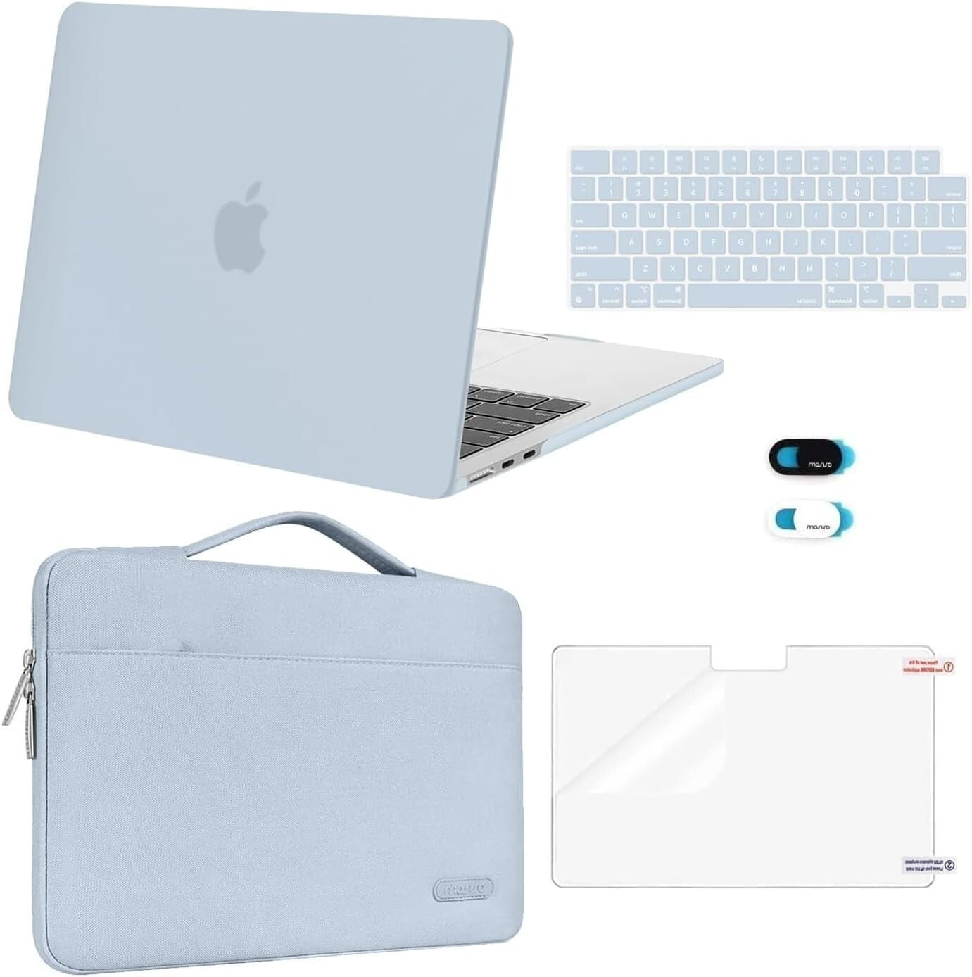 Stylish Baby Blue 360-Degree Protective Case & Accessories for MacBook Air 13