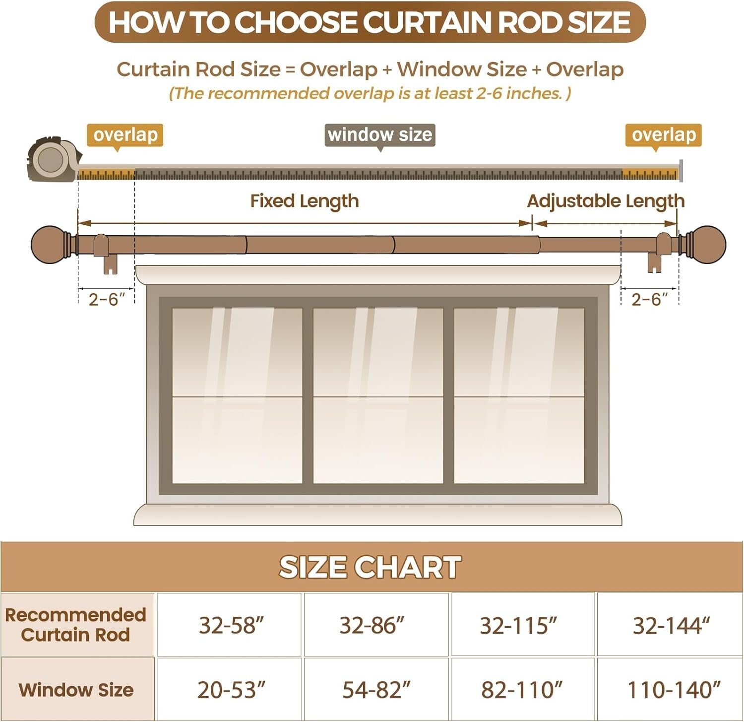 2-Pack Adjustable Curtain Rods 48-84 Inches, Champagne Gold with Crackle Finials