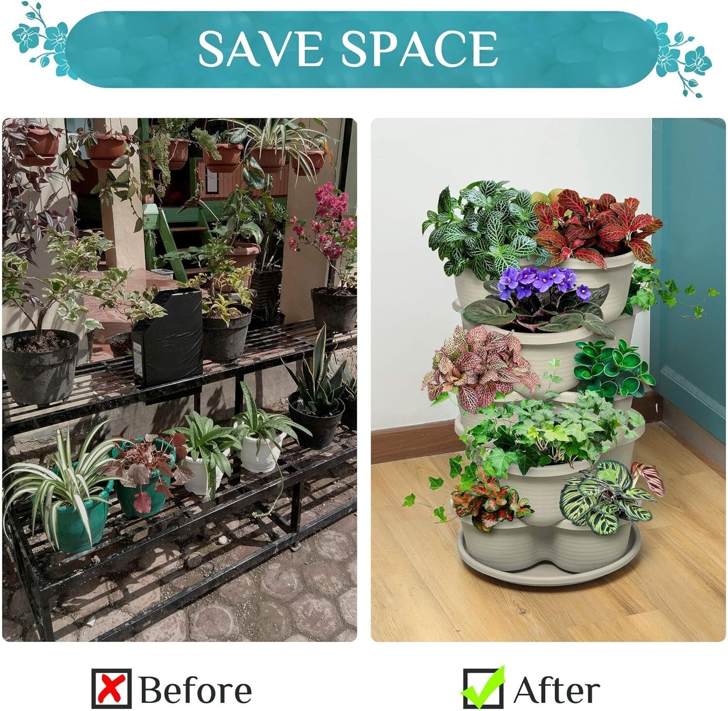 Durable Off-White 5-Tier Vertical Planter for Easy Indoor/Outdoor Gardening