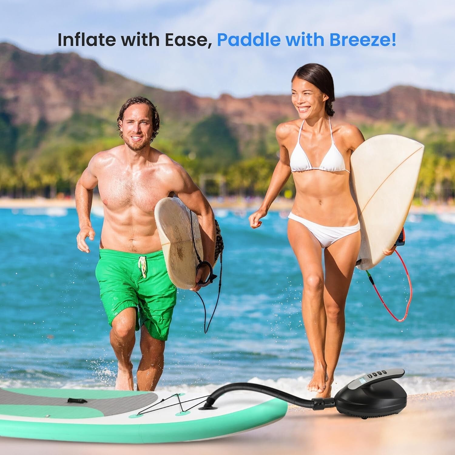 Quick Inflate Electric Pump with LCD Display for Paddle Boards & More - 12V