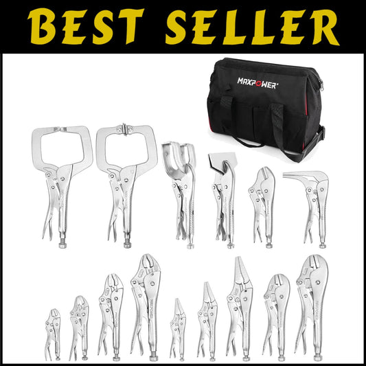 15-Pc Locking Pliers Set with Tool Bag - Ergonomic and Durable for Professionals