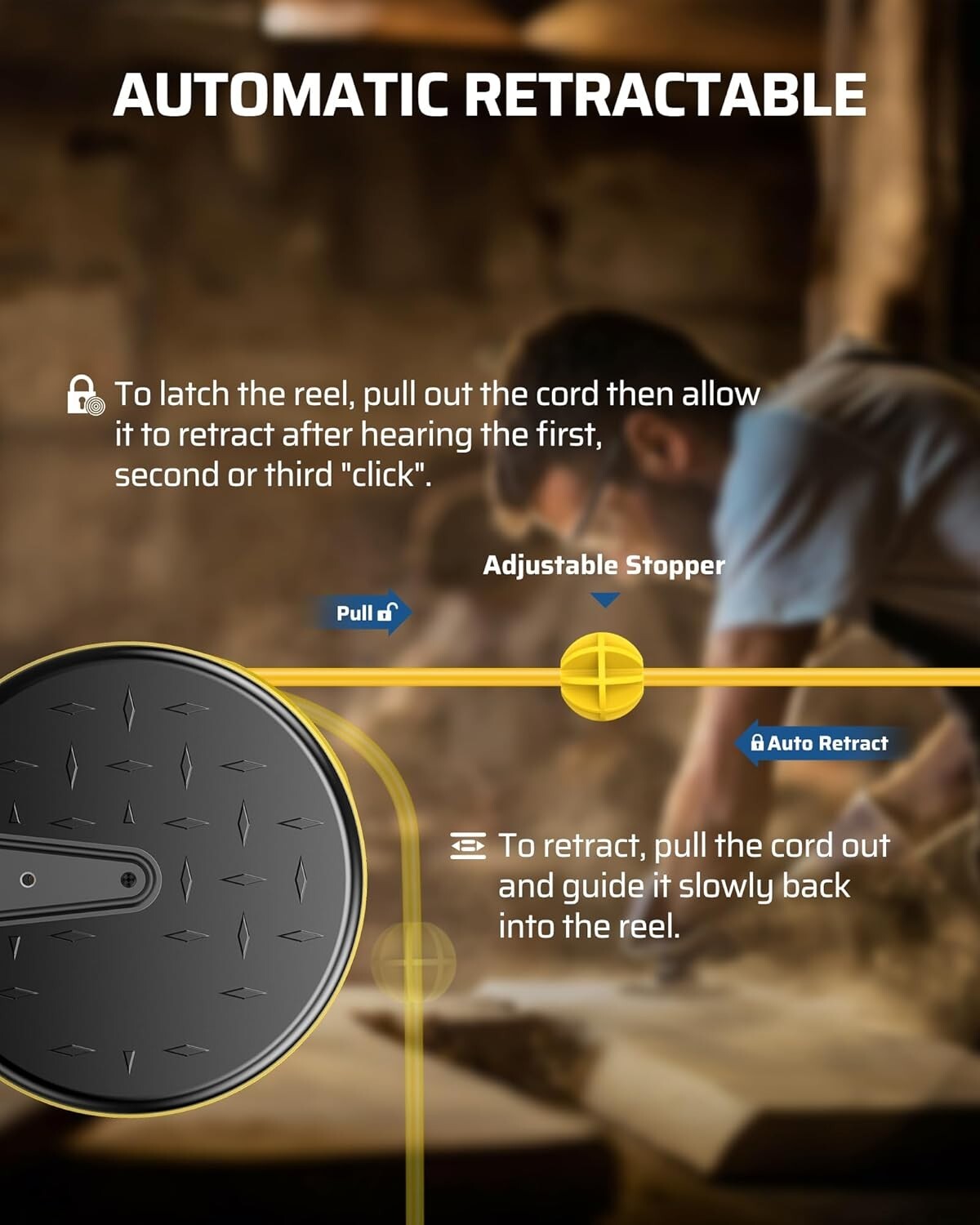 30 Ft Retractable Extension Cord Reel with 3 Outlets for Ultimate Power Access