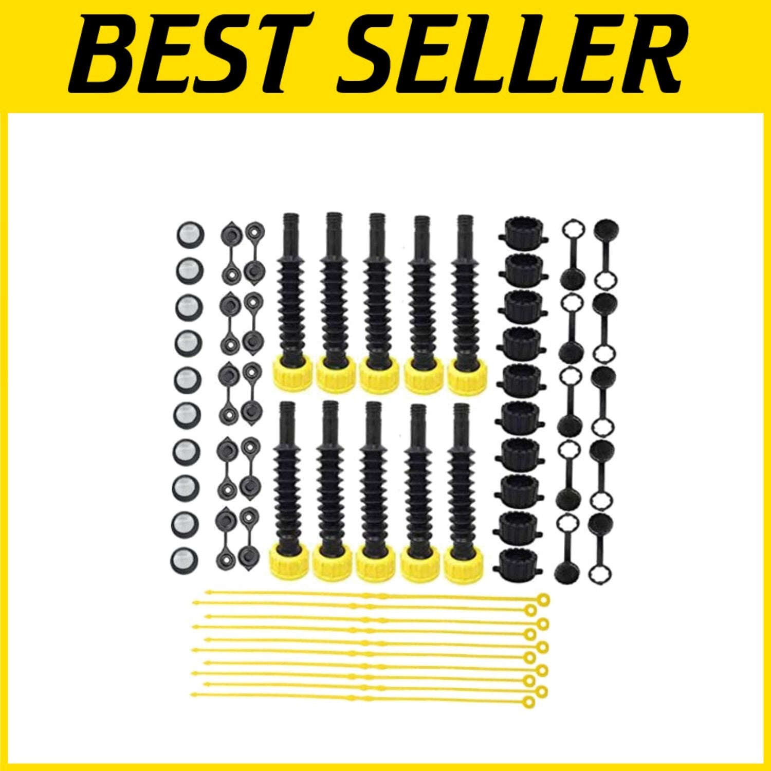 10-Pack Universal Gas Can Spouts with Durable Stainless Steel Filter and Caps