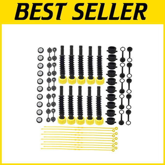 10-Pack Universal Gas Can Spouts with Durable Stainless Steel Filter and Caps