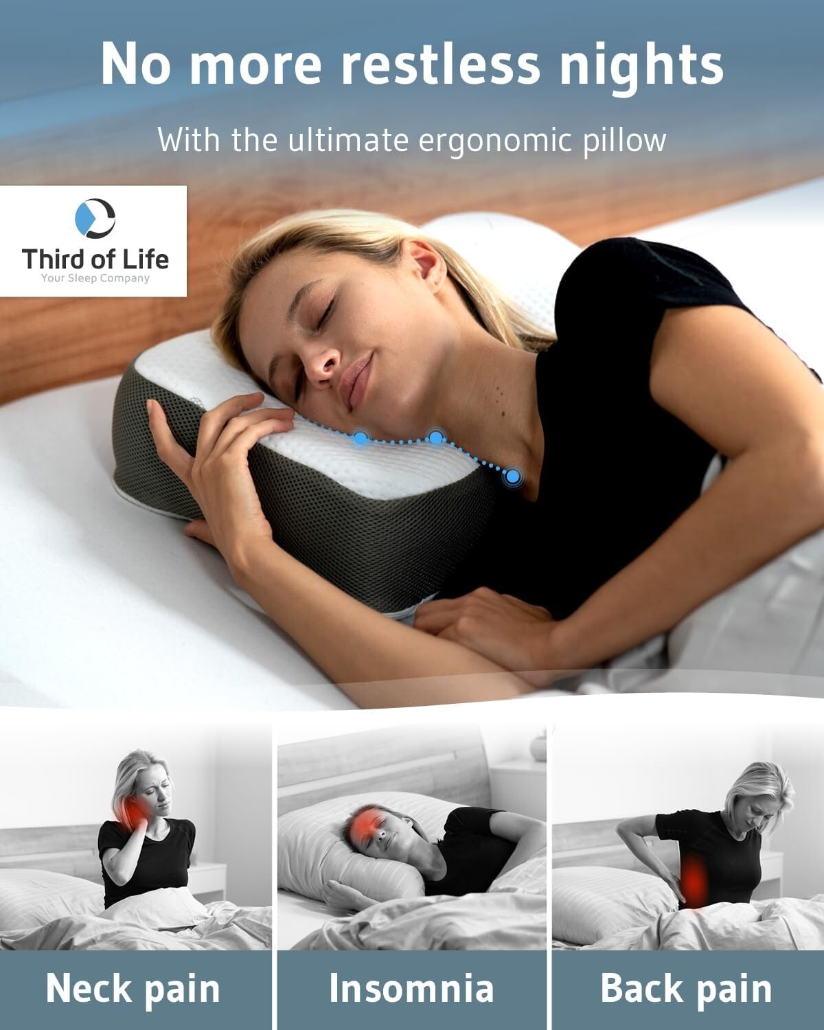 All-in-One Travel Pillow: Ergonomic Memory Foam for Back, Neck and Side Sleepers
