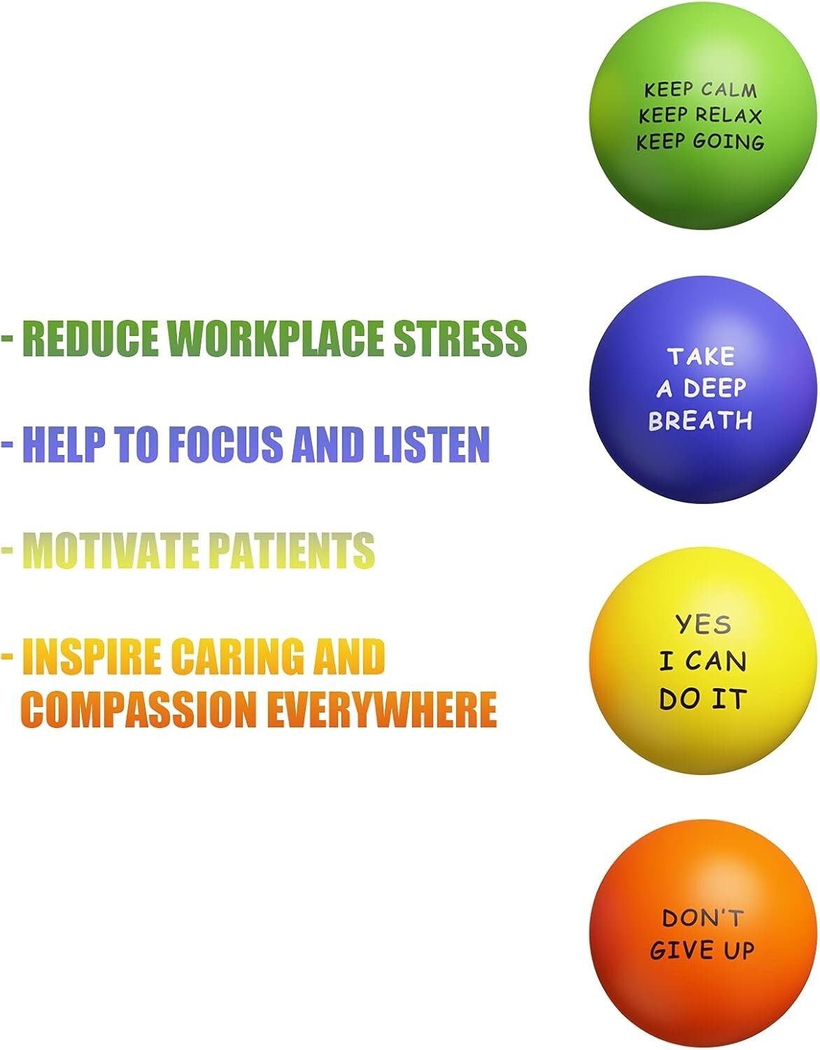 20-Pack Motivational Stress Balls for Kids & Adults - Relieve Anxiety Anywhere