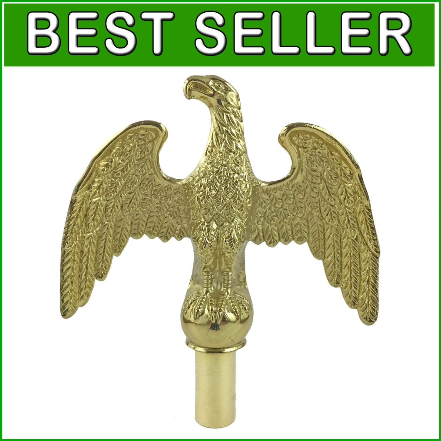 Durable Aluminum Gold Eagle Flagpole Topper - 7.5-Inch with Removable Adapter