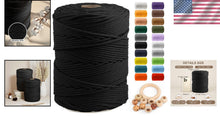 Load image into Gallery viewer, Versatile 5mm Twisted Black Cotton Rope - 328 Yards for Crafting and Decor
