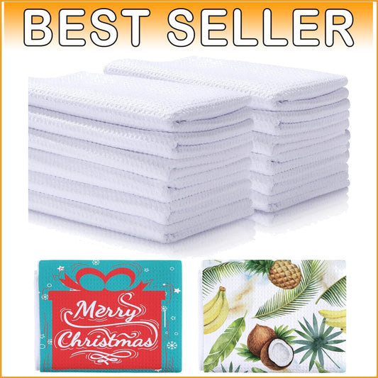 Fast-Drying Absorbent Microfiber Waffle Weave Tea Towels - Personalize with Love