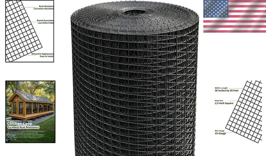 1/2 Inch Coated Wire Mesh Roll - Durable 19-Gauge Hardware Cloth for Enclosures
