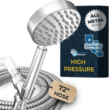 Load image into Gallery viewer, Stainless Steel Handheld Shower Head - Brushed Nickel with Adjustable 6ft Hose