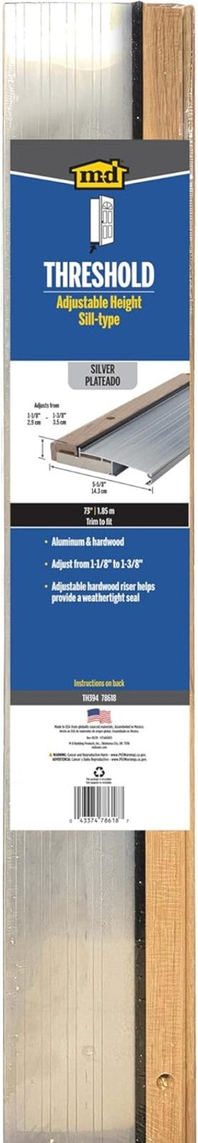 5-5/8 in. Wide Adjustable Threshold with Unfinished Oak for Easy Customization