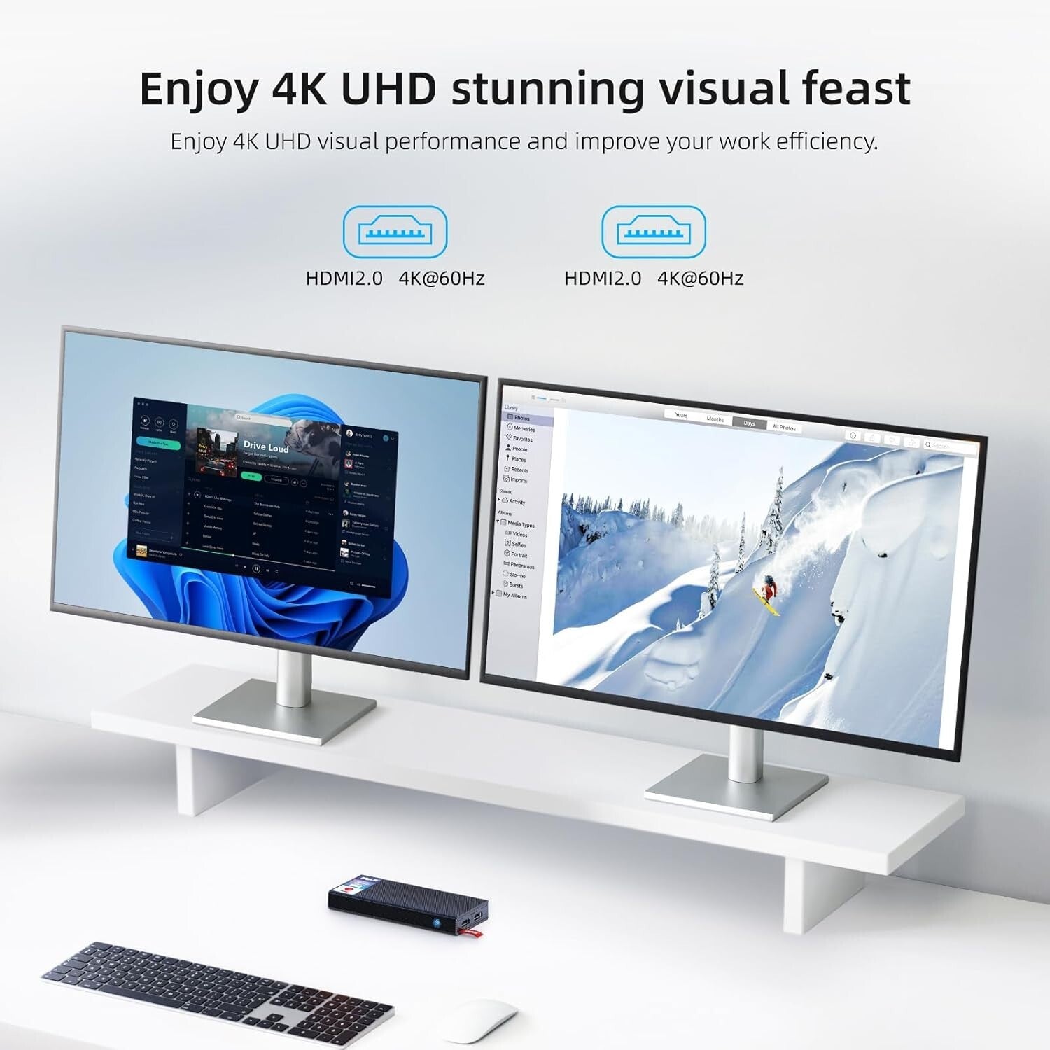 Compact Fanless Mini PC Stick Pro - 4K Dual Display, WiFi 5, Ideal for Office