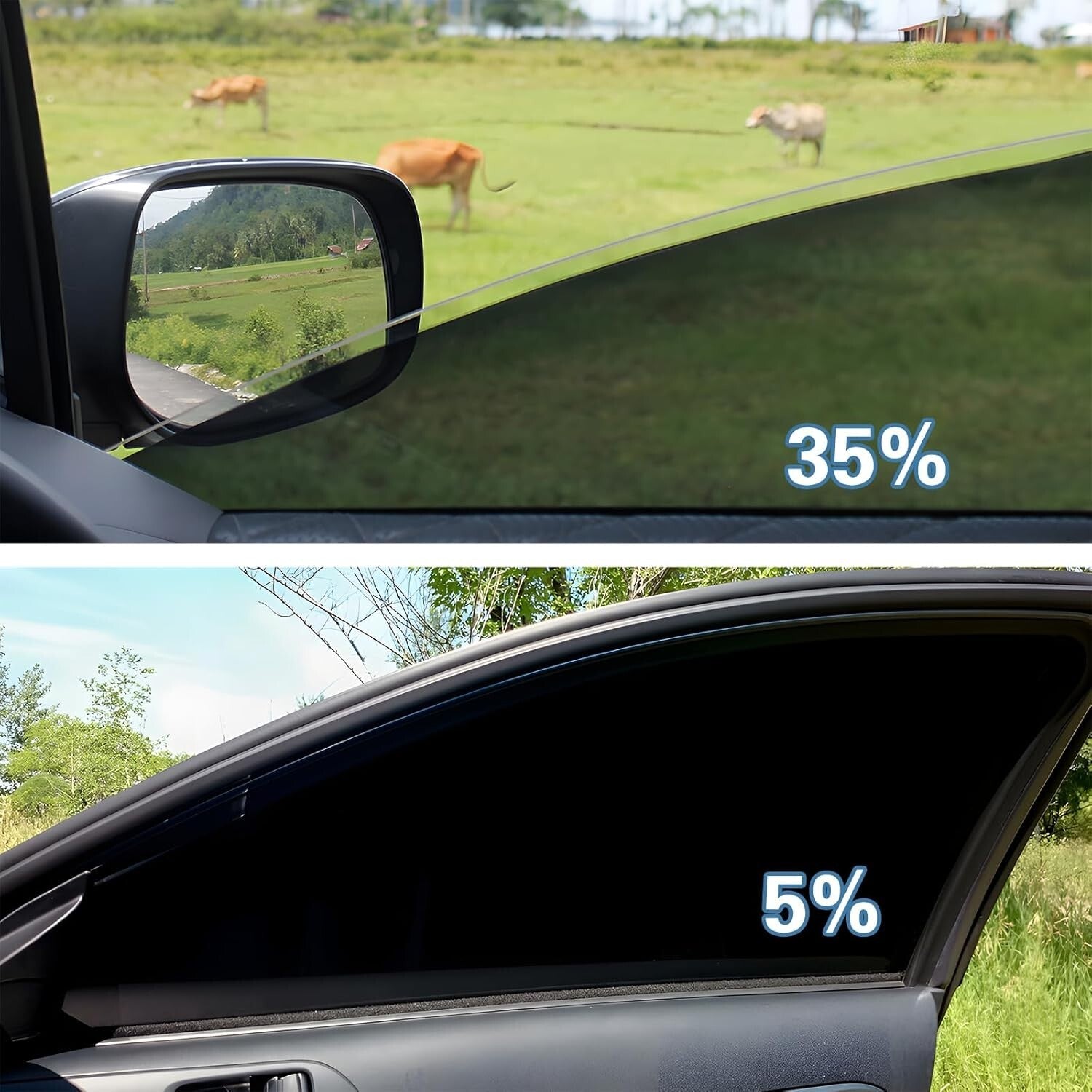 Car Privacy Window Tint Film - UV Block, Heat Resistant, Easy Install 30" x 15'