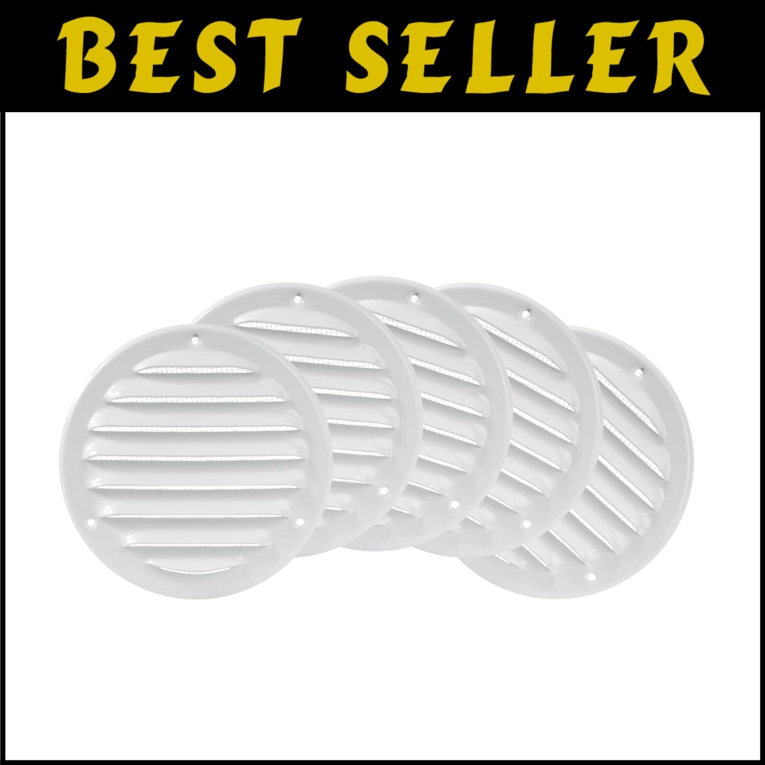 5-Pack 4" Metal Vent Covers with Built-In Screen Mesh for Easy Installation