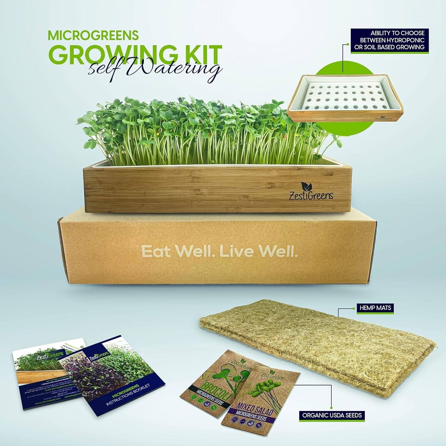 Indoor Self-Watering Microgreens Kit - Perfect for Beginners: No Soil Needed!
