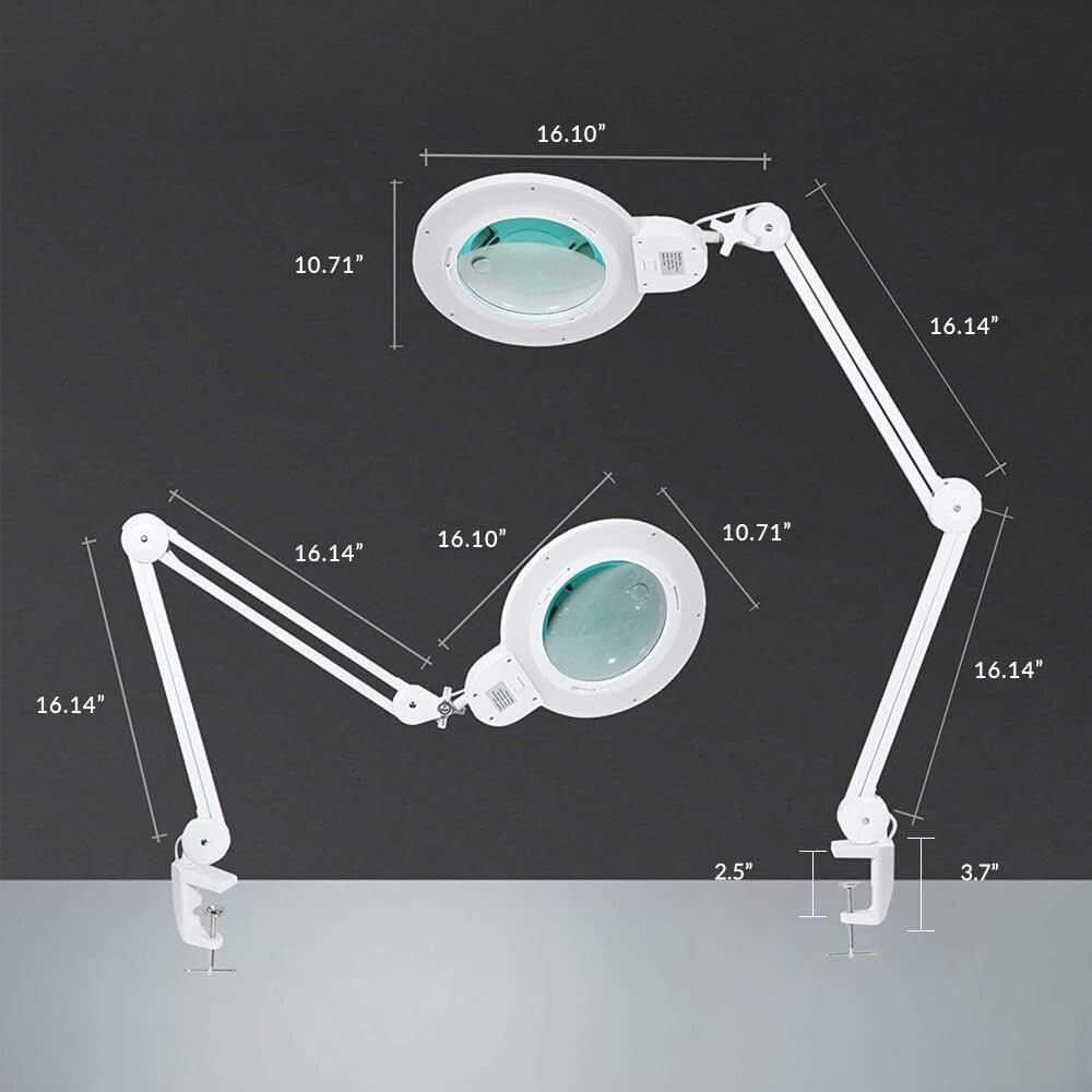 XL Dimmable LED Magnifying Lamp with 7-Inch Lens and Dual 5D/20D Magnification