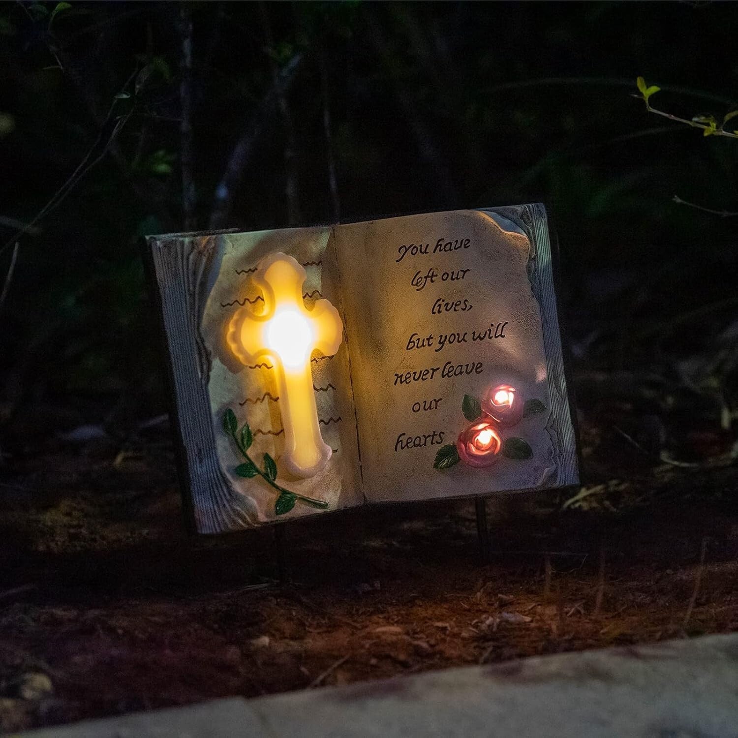 Elegant Solar Bible Cross Garden Stake Lights - Waterproof Memorial Decor