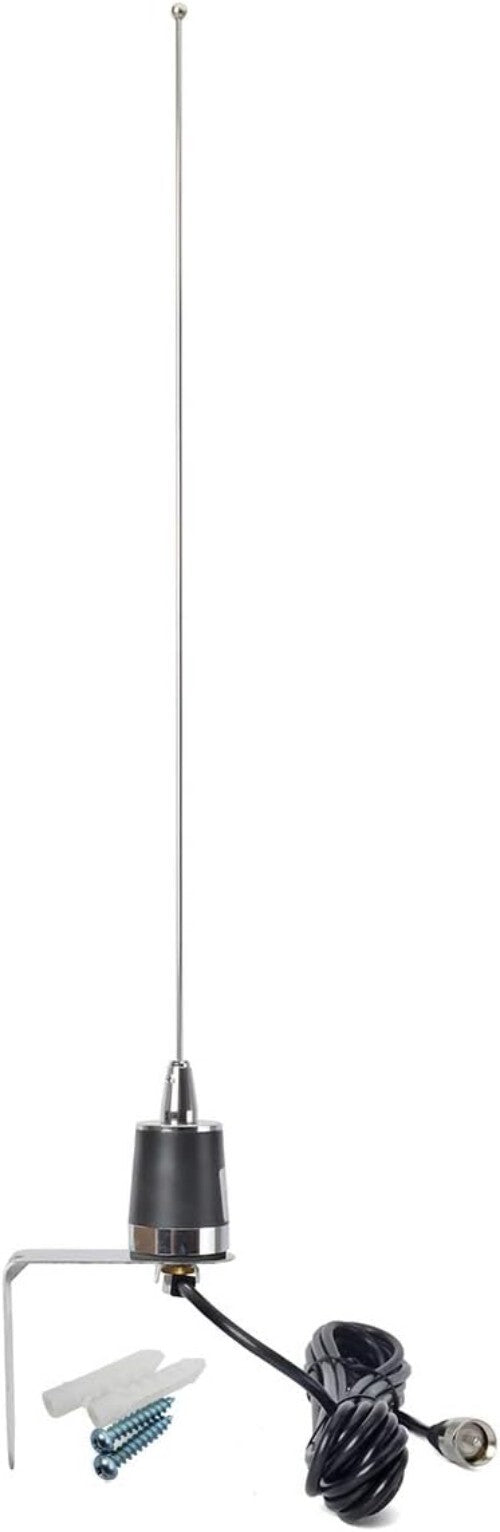 Stainless Steel NMO Antenna Kit - 21in VHF UHF Dual-Band with L Shape Bracket
