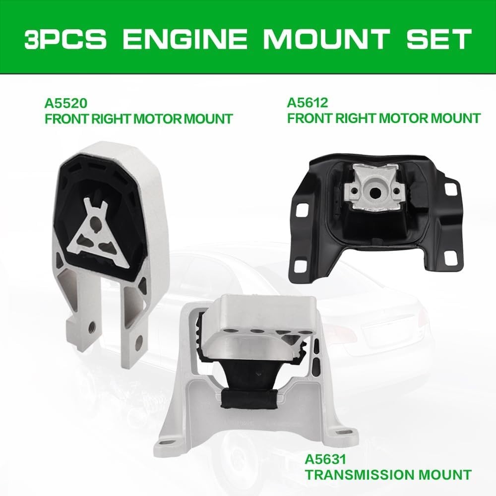 Durable 3-Piece Engine Mount Set for 2013-2022 Ford Escape & Transit Connect